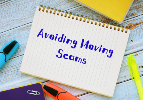 Page that says avoiding moving scams - decorative image
