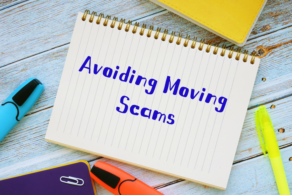 Page that says avoiding moving scams - decorative image