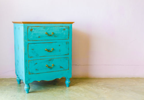 antique turquoise wood dresser