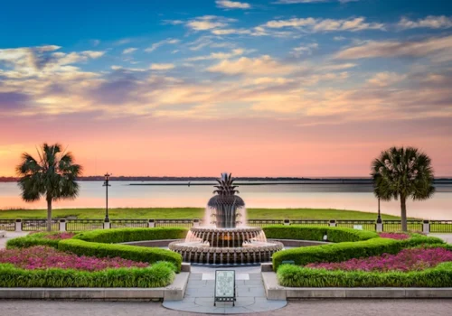 Image of water fountain at Charleston, SC Park