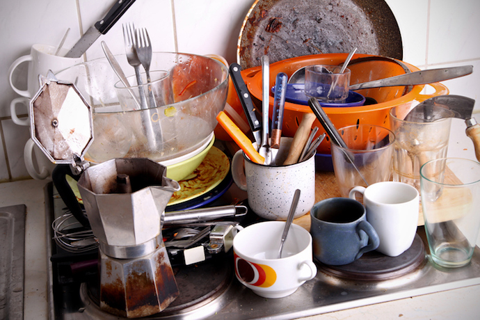 dirty dishes waiting for the flatmate