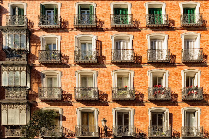 House facade exterior in Madrid