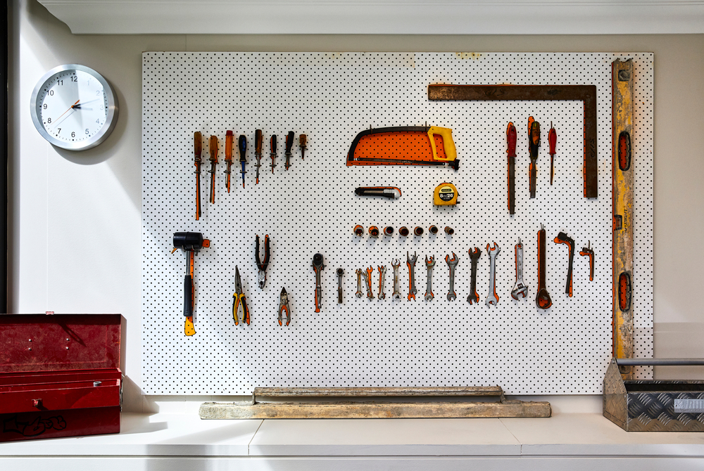 tools on a pegboard
