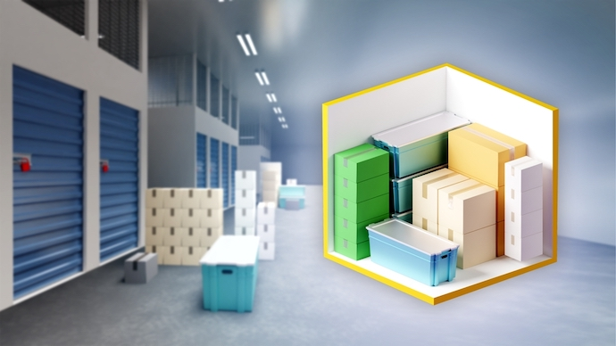 3d rendering of an organized self-storage unit