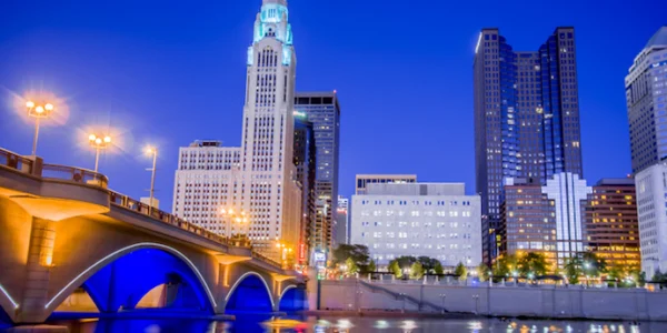 Broad Street Bridge Downtown Columbus Ohio Skyline Scioto River HDR