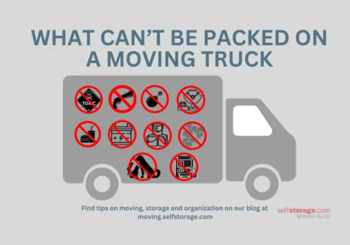 what can't be put or packed on a moving truck