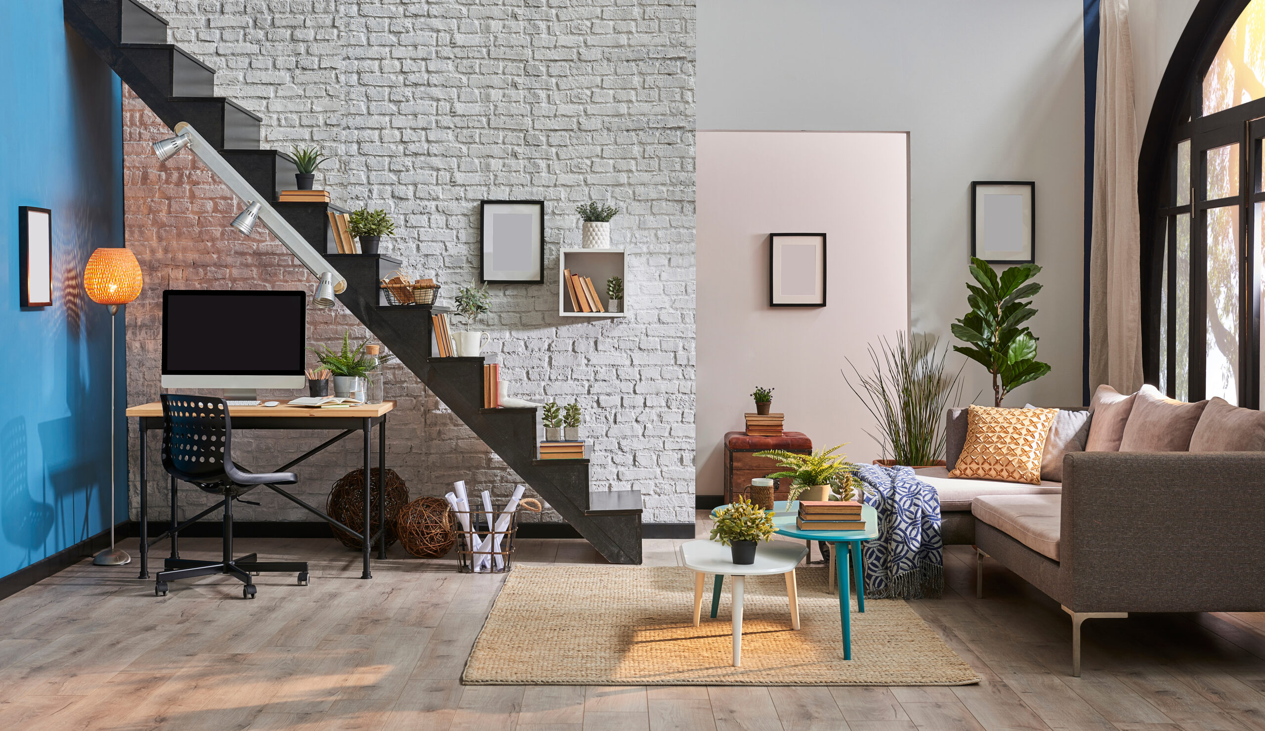 Image of a home office under the stairs